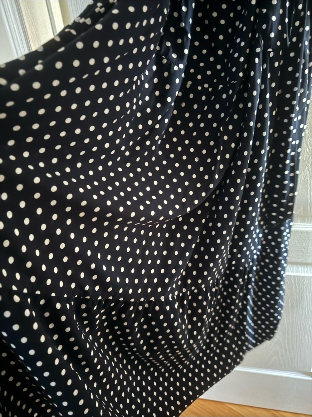 SHEIN Navy White Polka Dot One-Shoulder Maxi Dress - Picture 5 of 5
